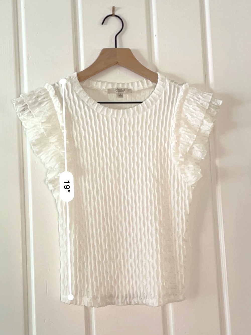 Atelier by Kirious Ivory Textured Flutter Sleeve Stretch Knit Top Small - Picture 9 of 11